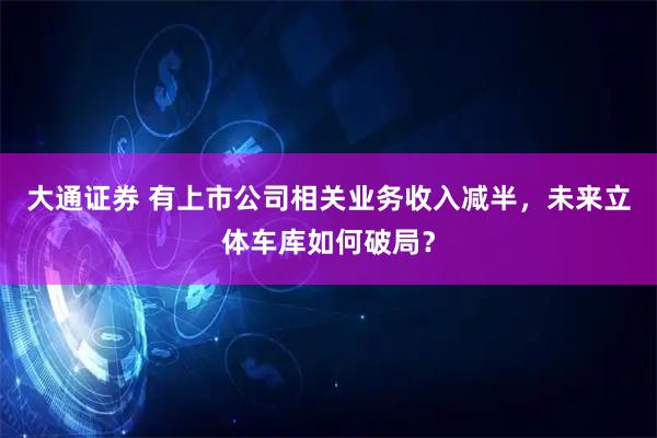 大通证券 有上市公司相关业务收入减半，未来立体车库如何破局？