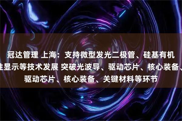 冠达管理 上海：支持微型发光二极管、硅基有机发光二极管、柔性显示等技术发展 突破光波导、驱动芯片、核心装备、关键材料等环节